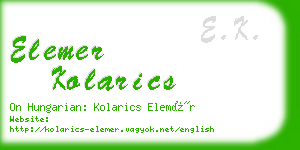 elemer kolarics business card